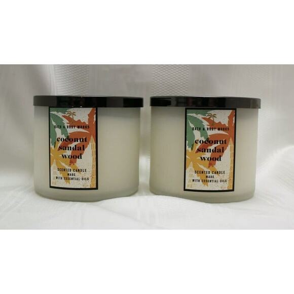 2 Bath & Body Works Coconut Sandalwood 3 Wick Large Scented Candle - Picture 1 of 2